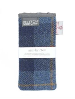 Harris Tweed Highland Range Glasses Case Navy Plaid