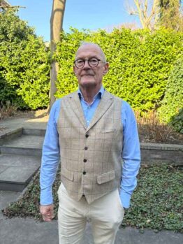 Zijden Vestje Wales Met Revers In Sand Multi Color Check