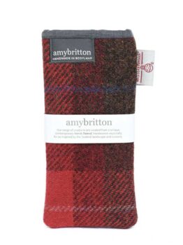 Harris Tweed Highland Range Glasses Case Red Plaid