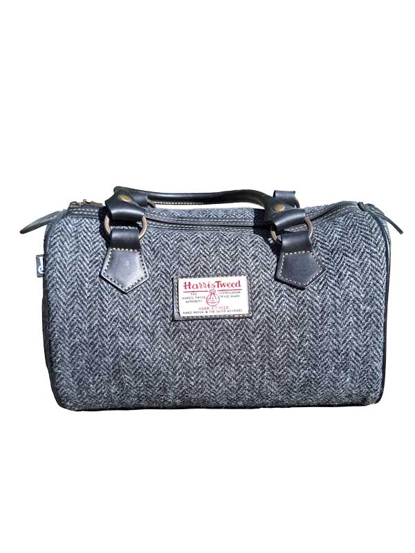 Harris_Tweed_Barrel_Bag_Charcoal_Herringbone