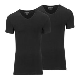 T-shirt, stretch V-hals, 2 pack